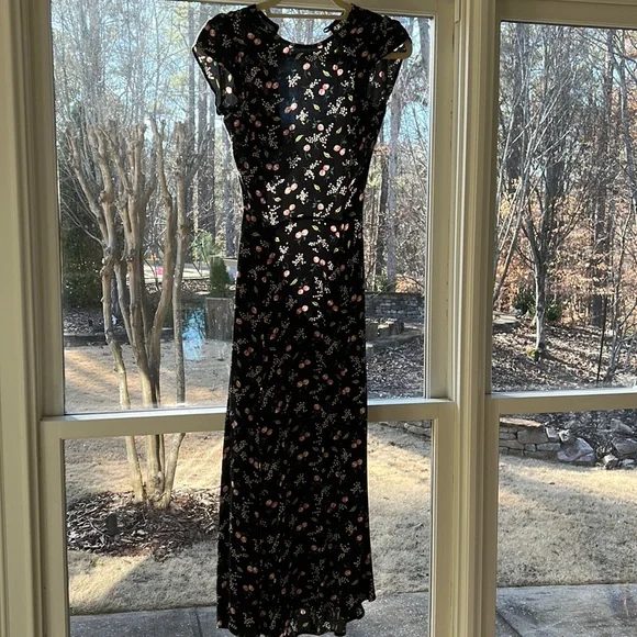 Reformation | Dresses | Reformation Aline Cutout Back Dress Black With Pink Florals | Poshmark Reformation | Dresses | Reformation Aline Cutout Back Dress Black With Pink Florals | Poshmark